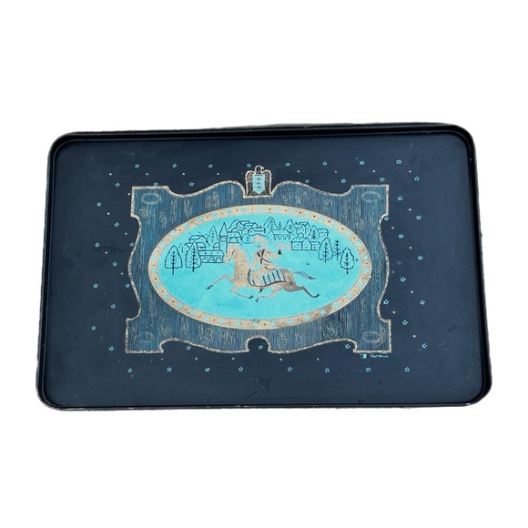 VINTAGE MID CENTURY NED HARRIS BAR WARE TRAY PAUL REVERE (20.25” x 13”) - Picture 1 of 7